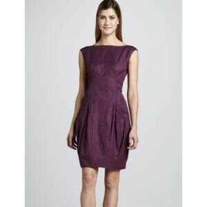 Lafayette 148 Jannah Crinkle Dress10‎ Purple Cotton Metal Blend Sleeveless/ w1